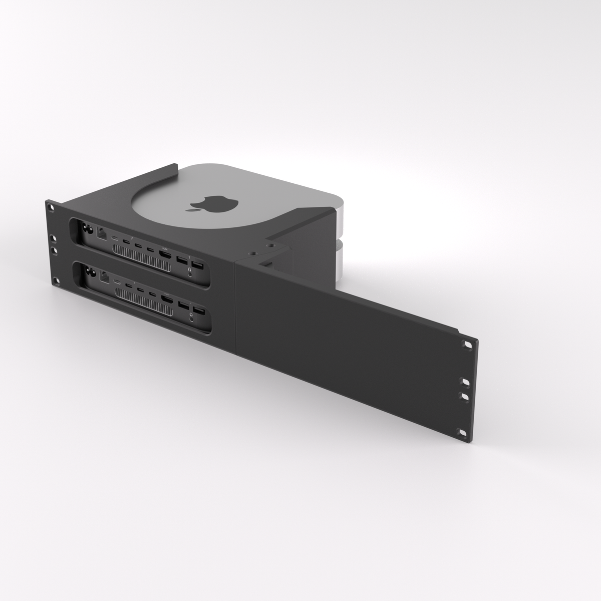 2U Rack Mount 19" - Dual Apple Mac Mini — Black / Single mount only