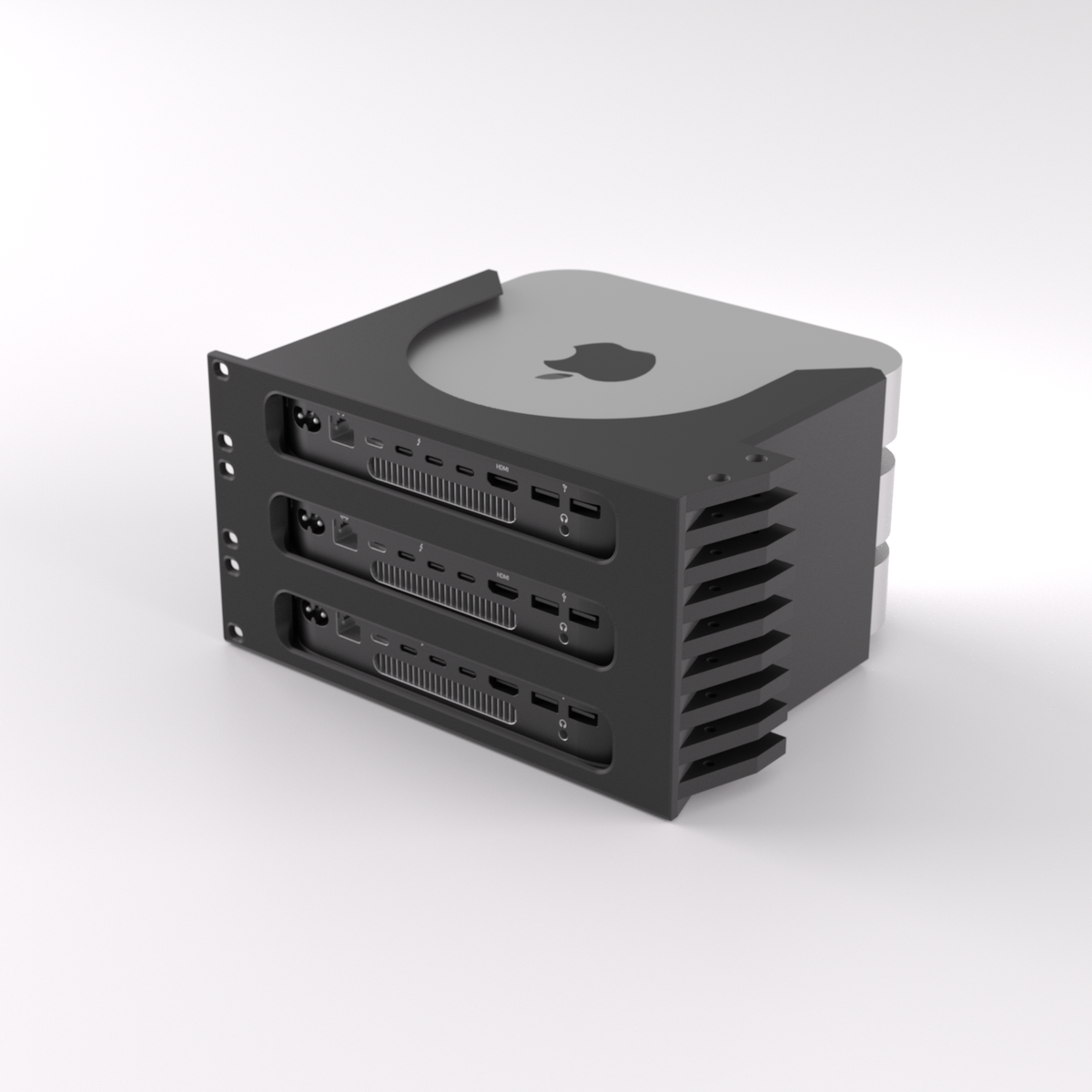 3U Rack Mount 19" - Apple Mac Mini — Black / Single mount only