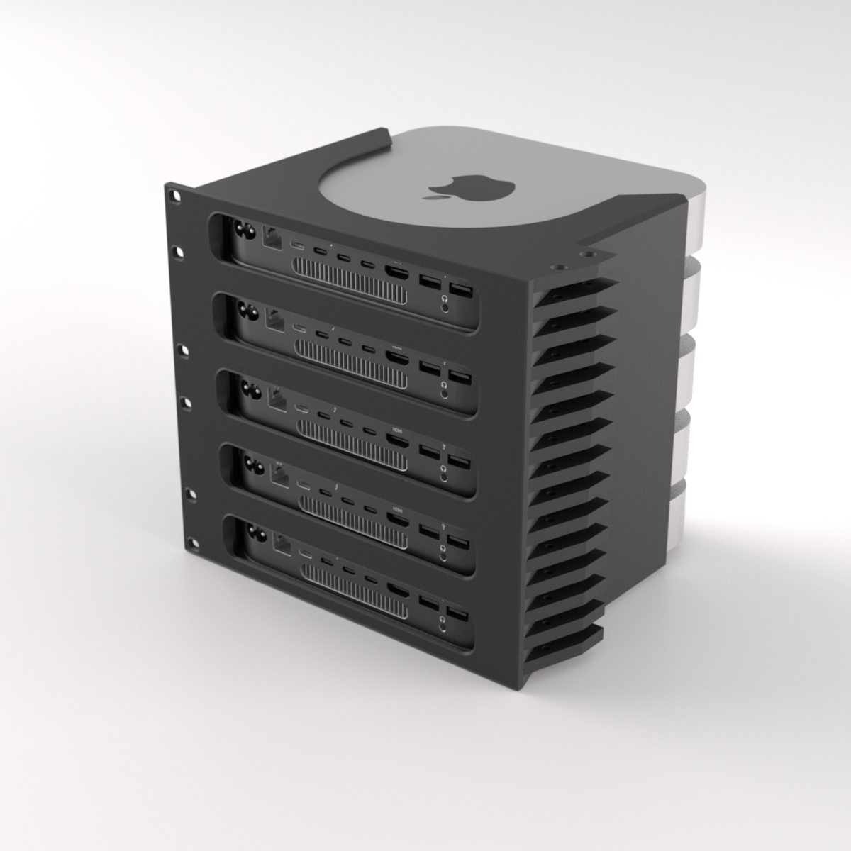 5U Rack Mount 19" - Apple Mac Mini — Black / Single mount only